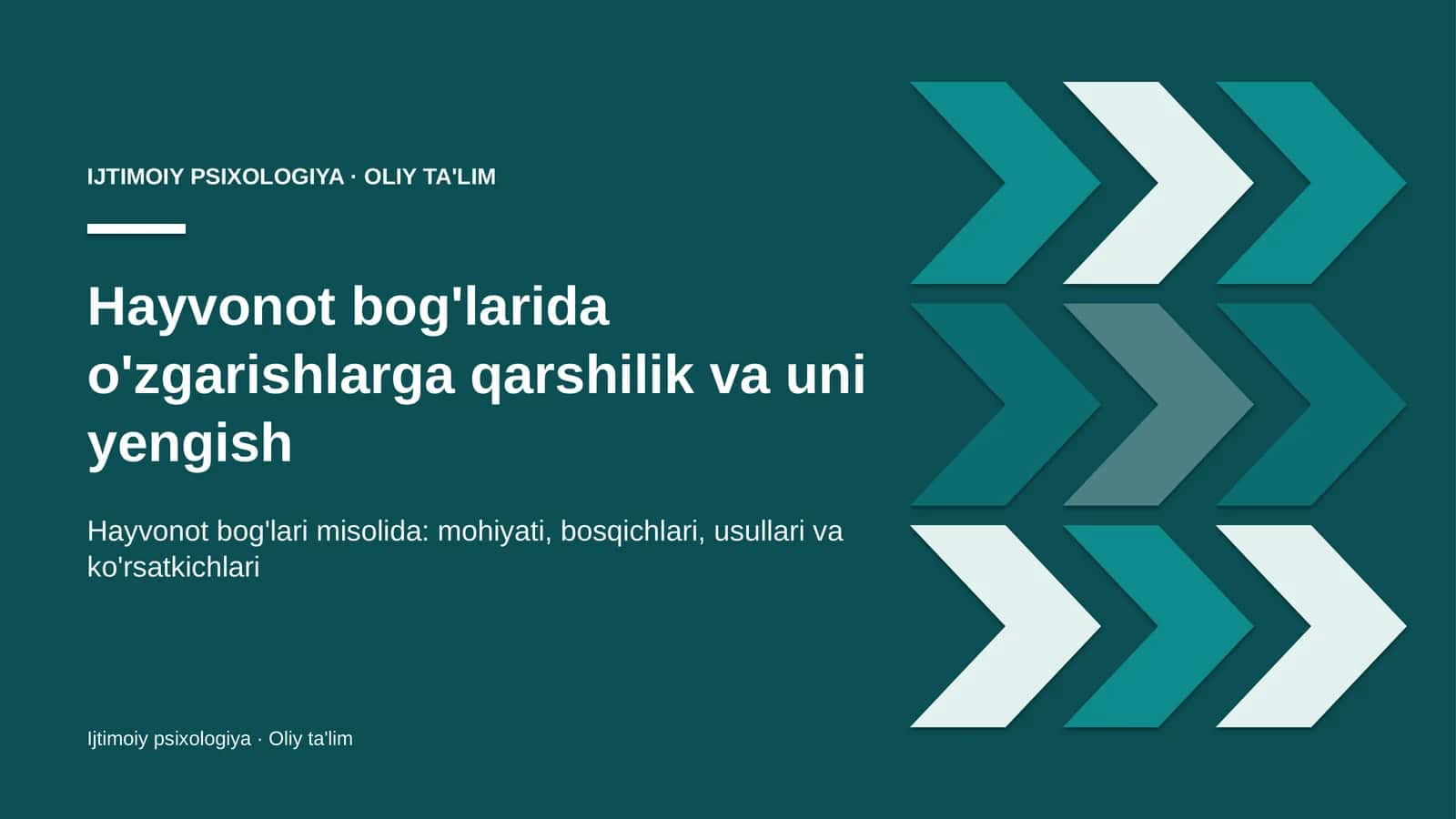 Hayvonot bog'larida o'zgarishlarga qarshilik va uni yengish
