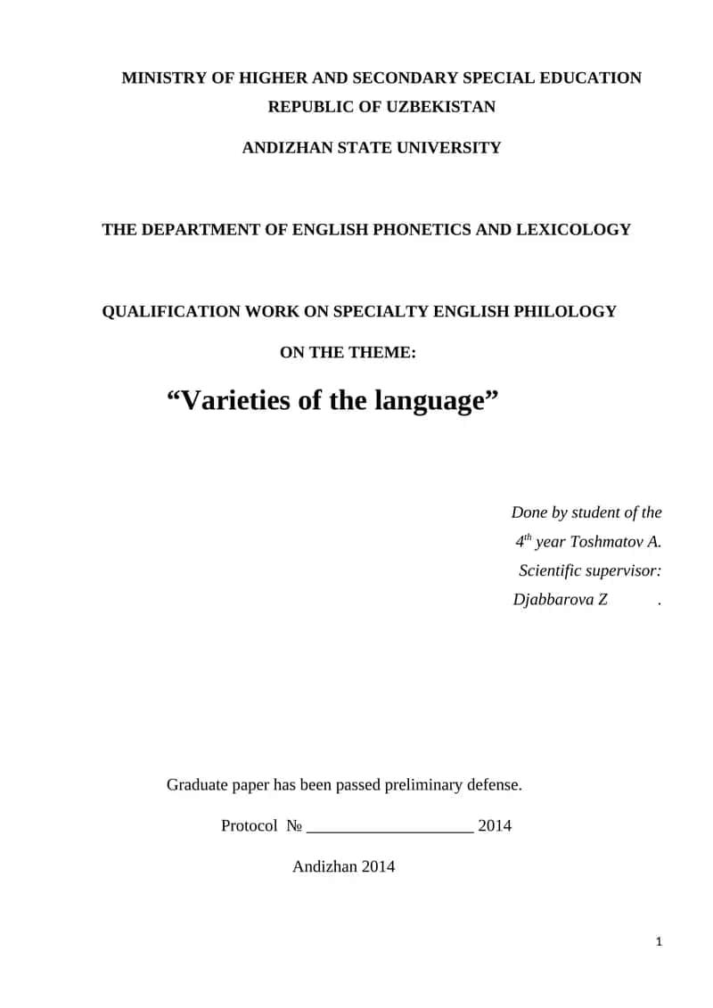Varieties of the language
