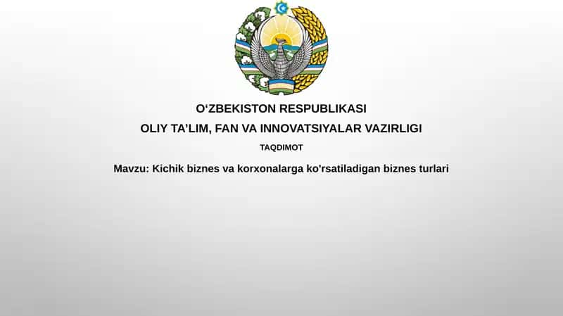 Kichik biznes va korxonalar uchun biznes turlari