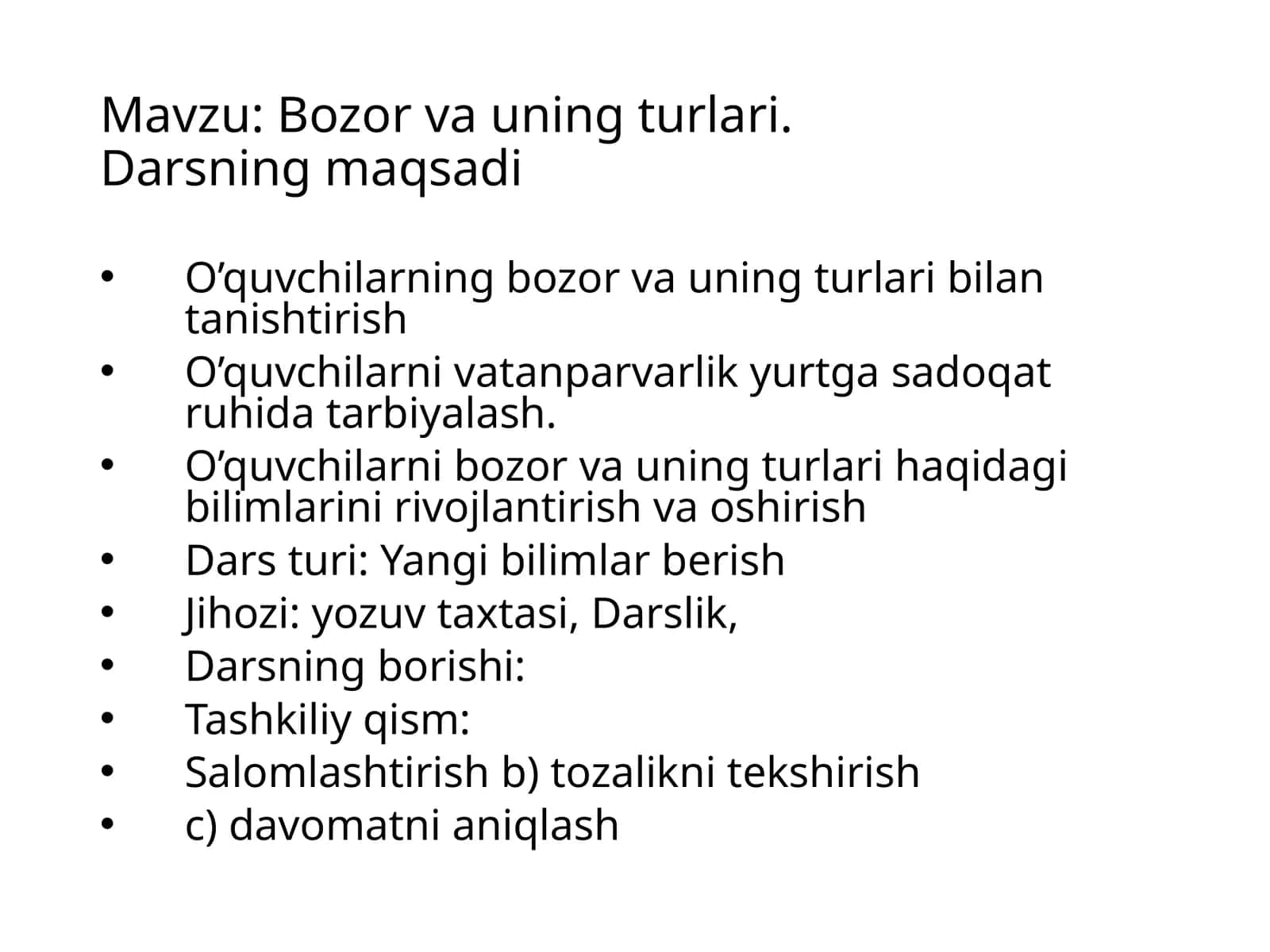 Bozor va uning turlari
