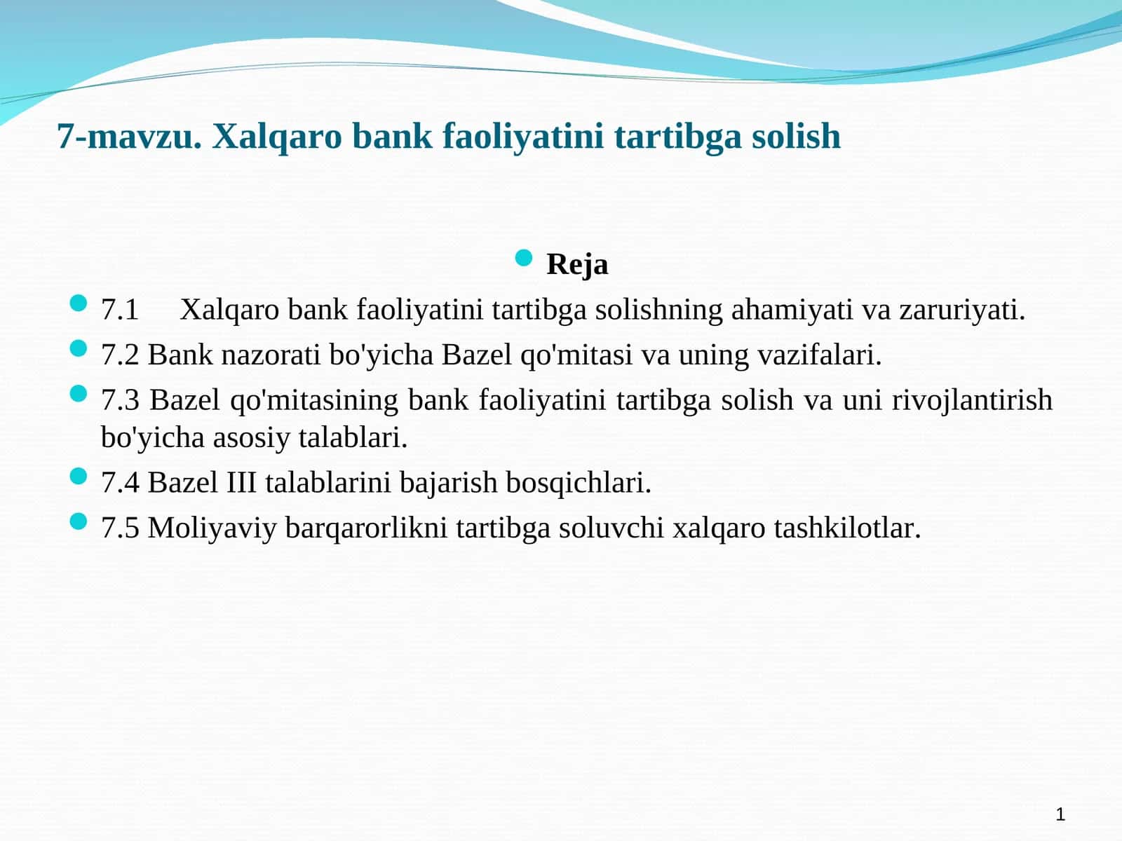 Xalqaro bank faoliyatini tartibga solish