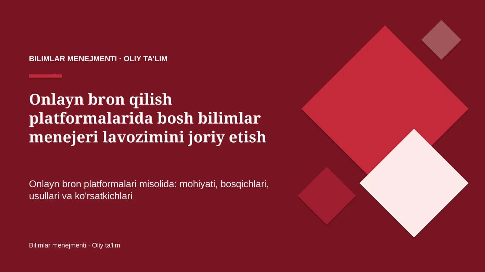 onlayn bron qilish platformalarida bosh bilimlar menejeri lavozimini joriy etish 8050