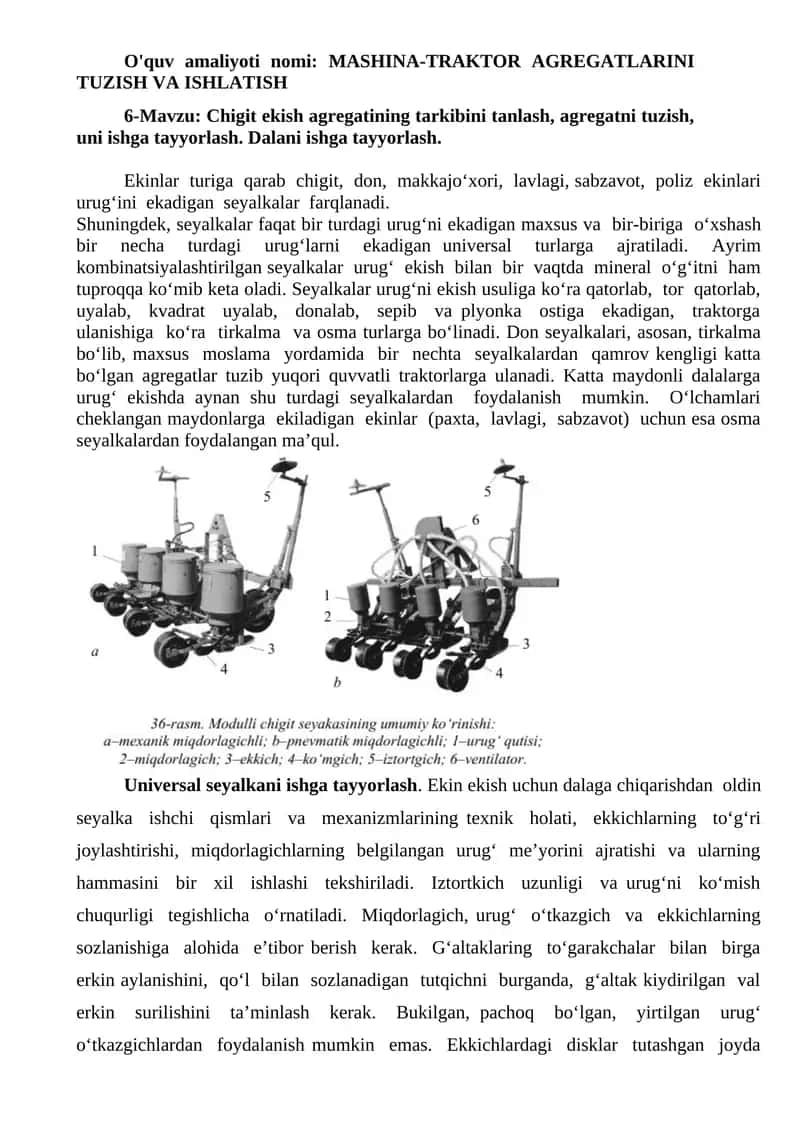 Chigit ekish agregati