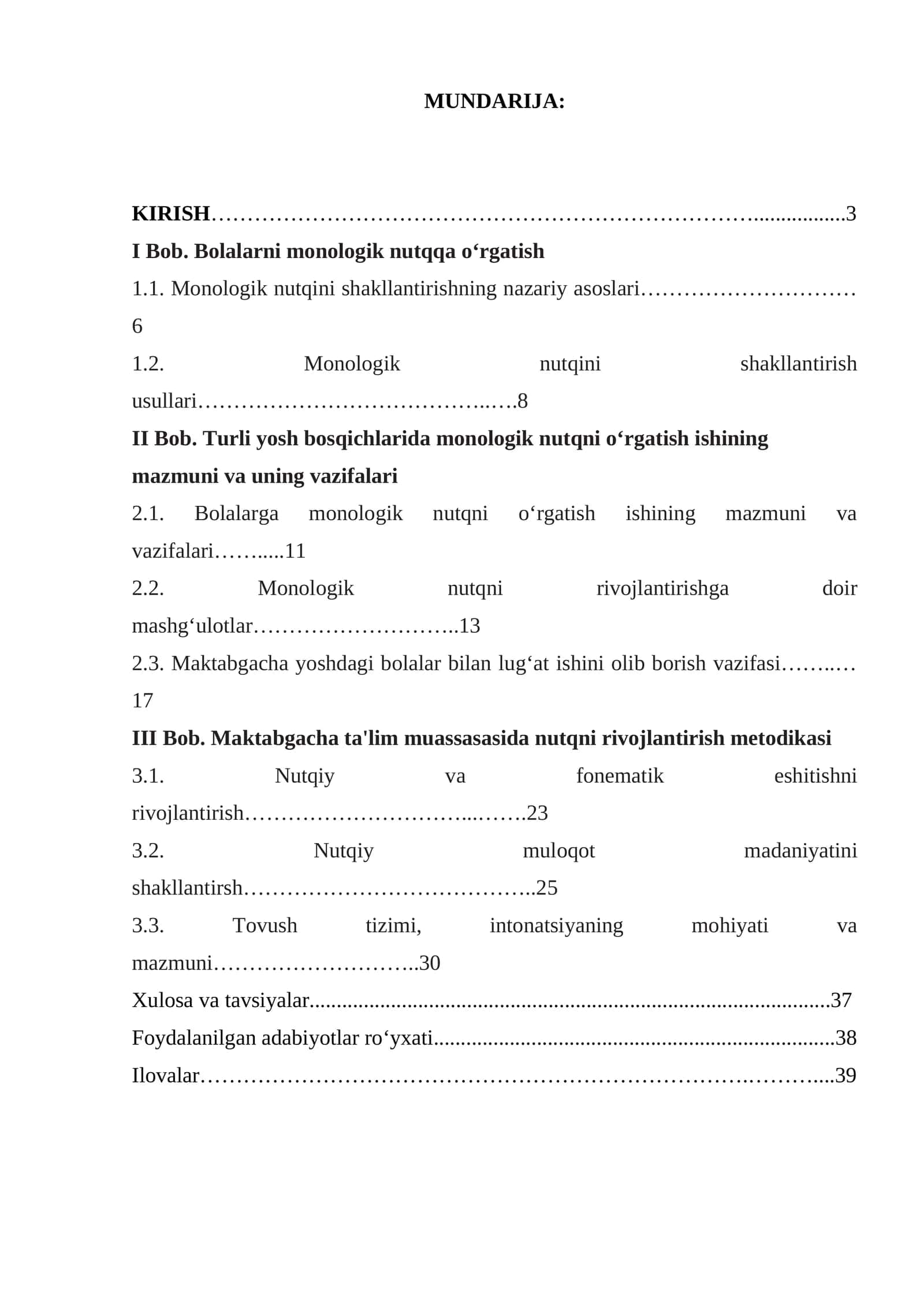 Monologik nutqni o‘rgatish