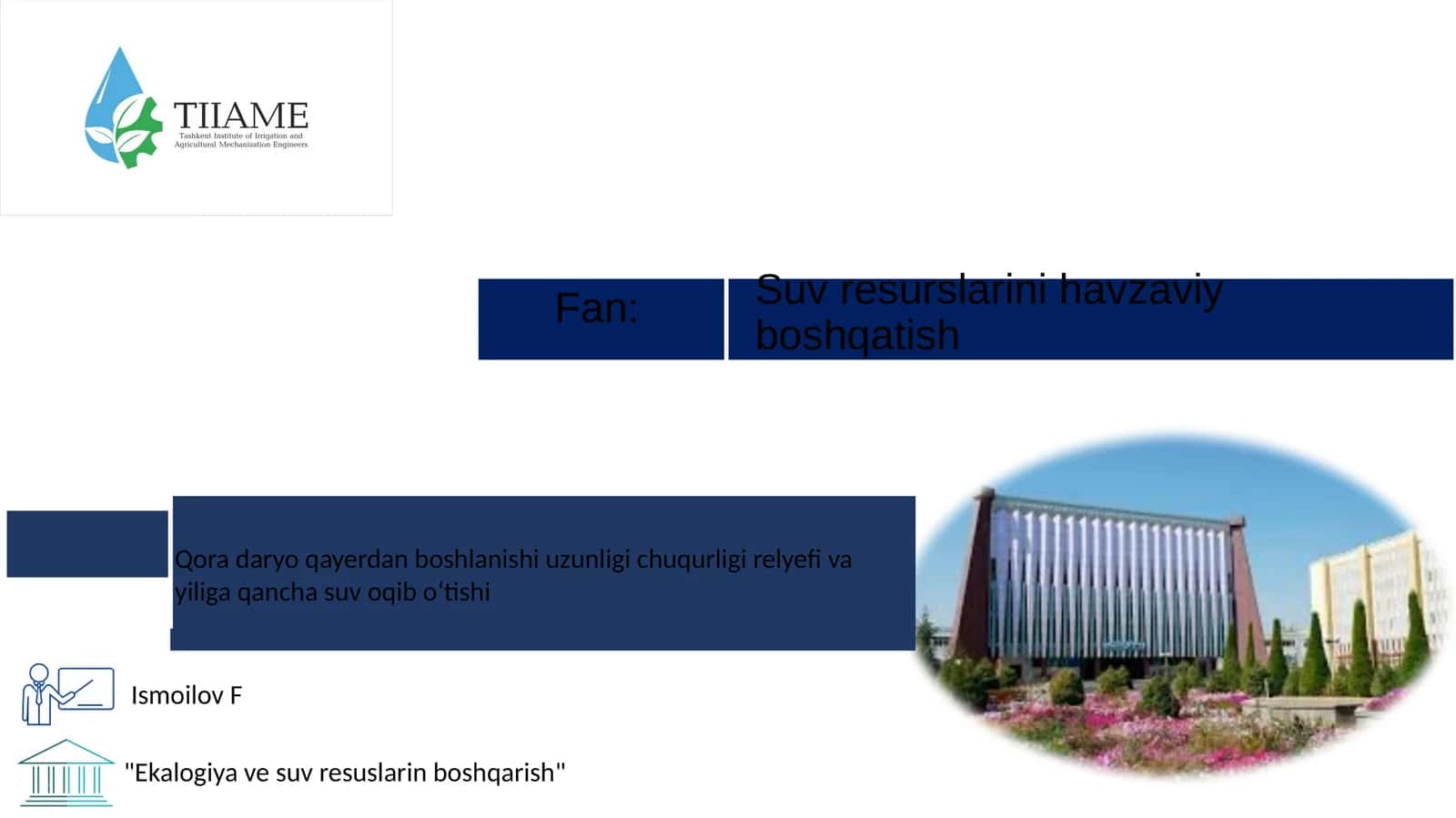 Ekalogiya ve suv resuslarin boshqarish