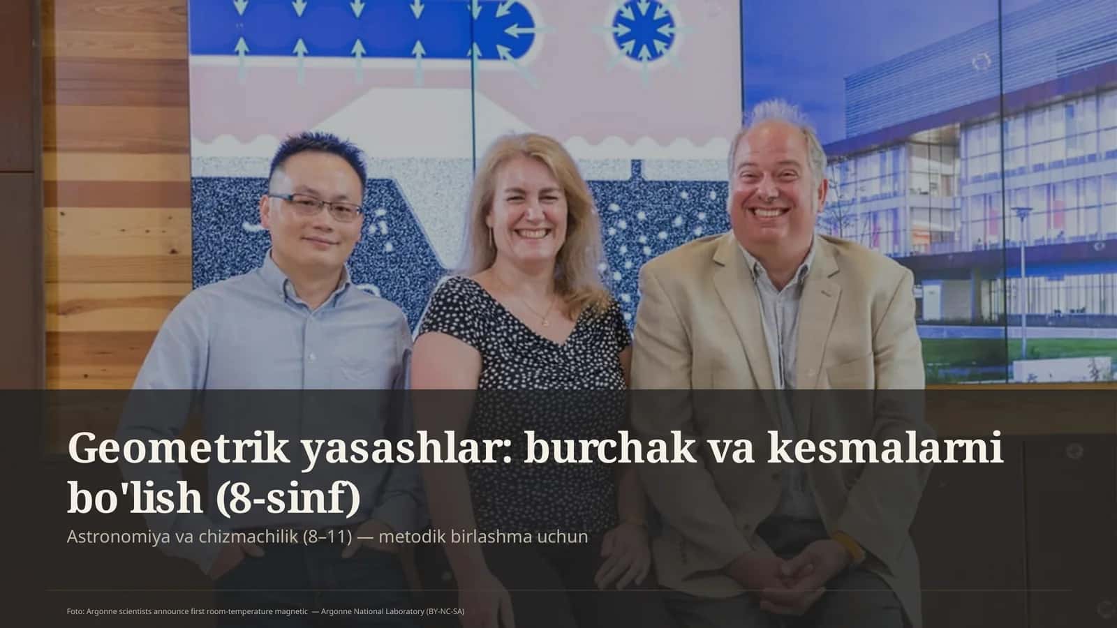 Geometrik yasashlar: burchak va kesmalarni bo'lish (8-sinf)