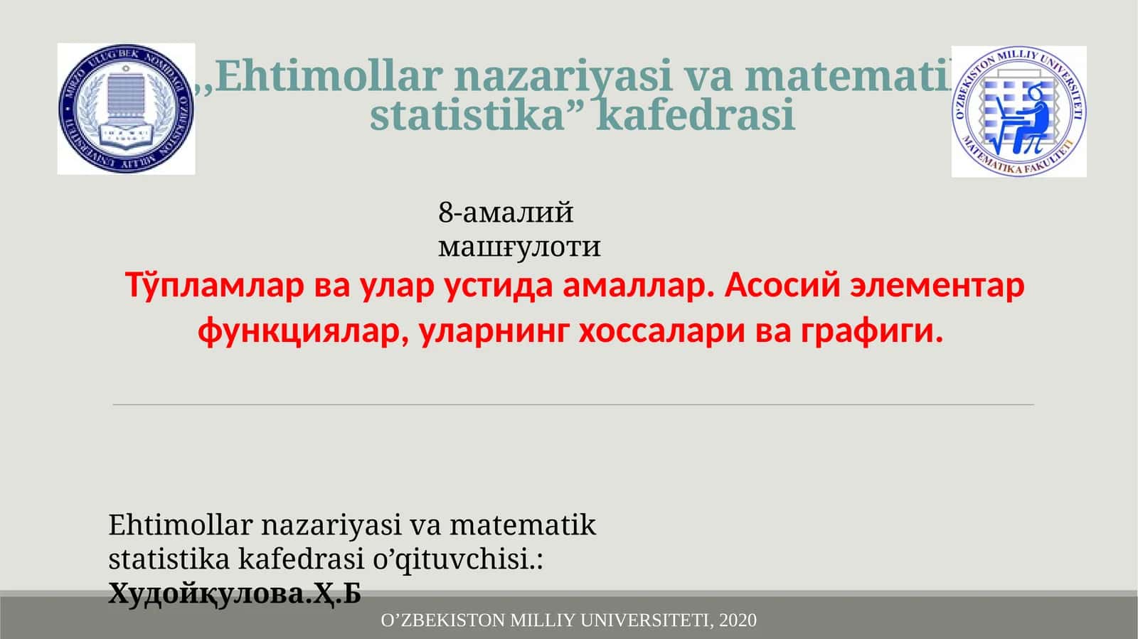Ehtimollarnazariyasivamatematikstatistika”kafedrasi