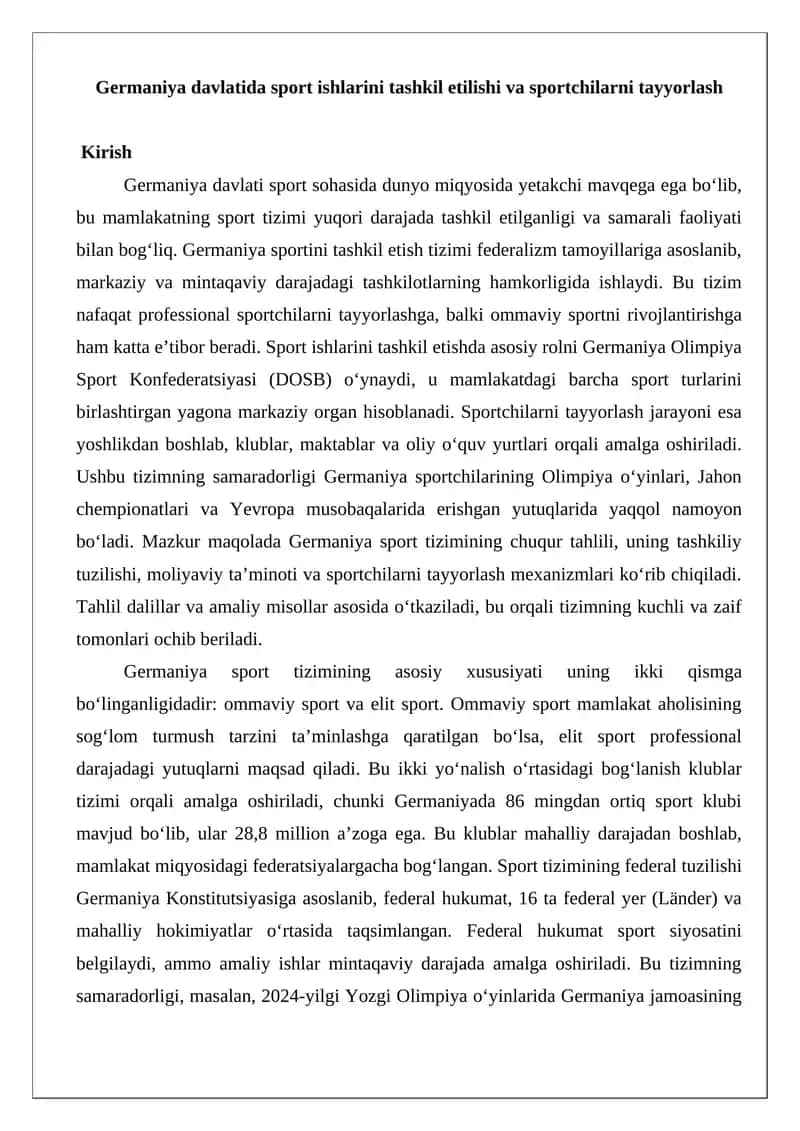 Germaniya sport tizimi