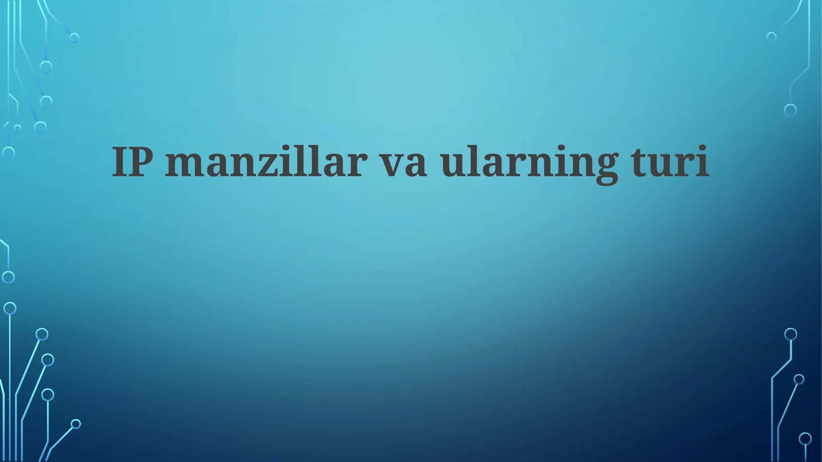 IP manzillari va ularning turlari