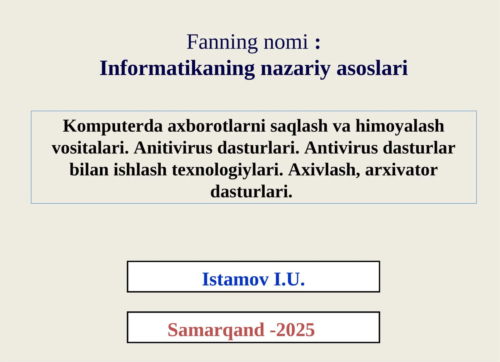 Informatikaning nazariy asoslari