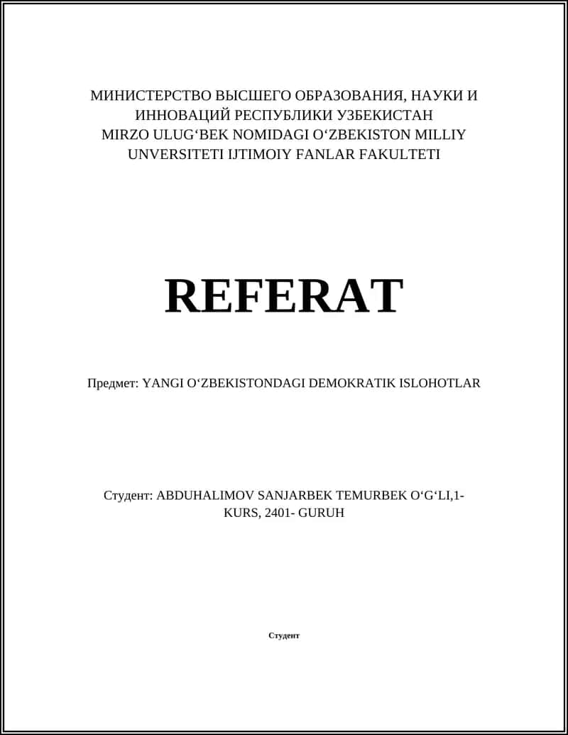 YANGI OʻZBEKISTONDAGI DEMOKRATIK ISLOHOTLAR