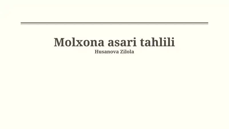 Molxona asari tahlili