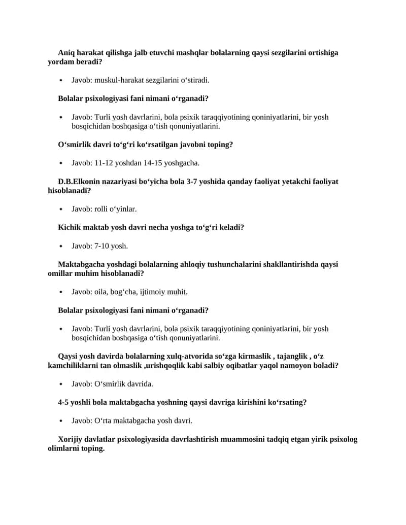 Bolalar Psixologiyasi