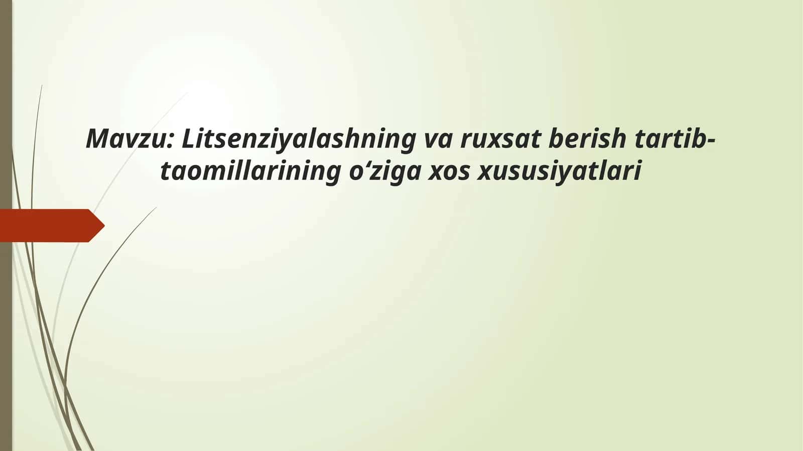 Litsenziyalashning va ruxsat berish tartib-taomillarining oʻziga xos xususiyatlari