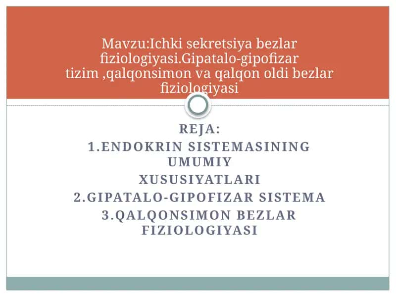 Ichki sekretsiya bezlari fiziologiyasi