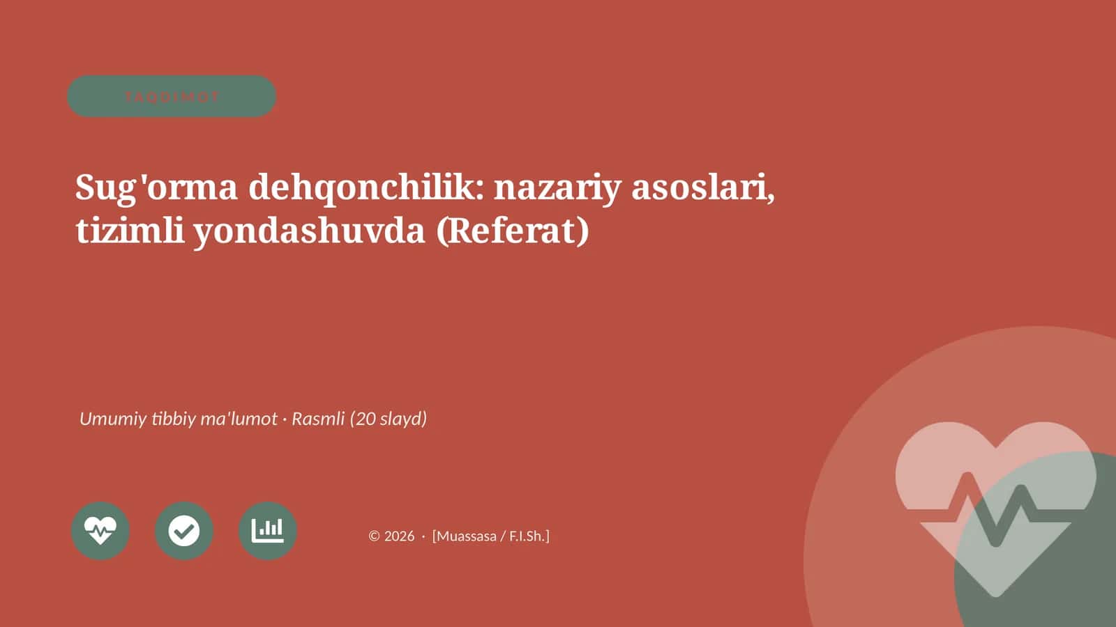 Sug'orma dehqonchilik: nazariy asoslari, tizimli yondashuvda (Referat)
