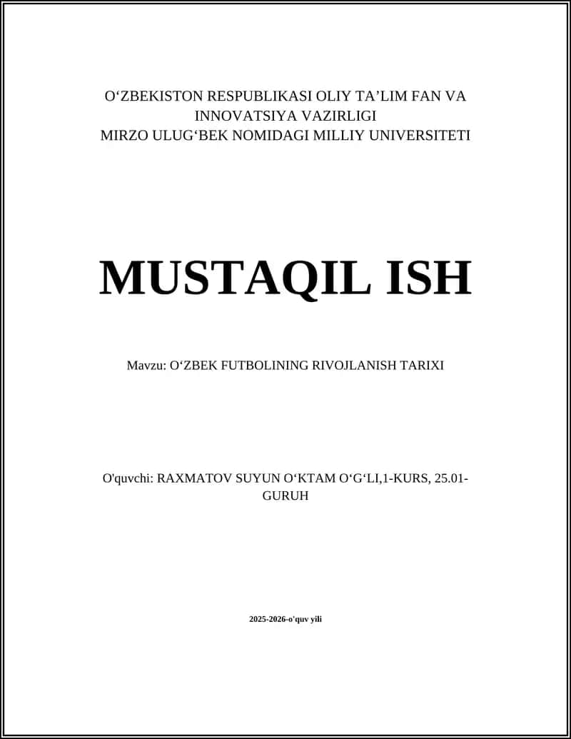 Oʻzbek futbolining rivojlanish tarixi