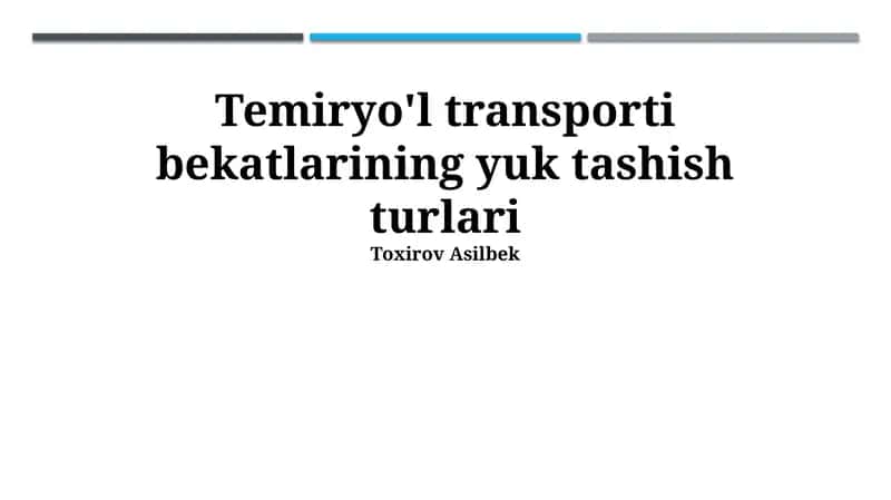 Temiryo'l transporti bekatlarining yuk tashish turlari