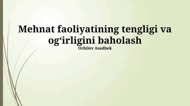 Tenglik va Og'irlikni Baholashning Muhimligi