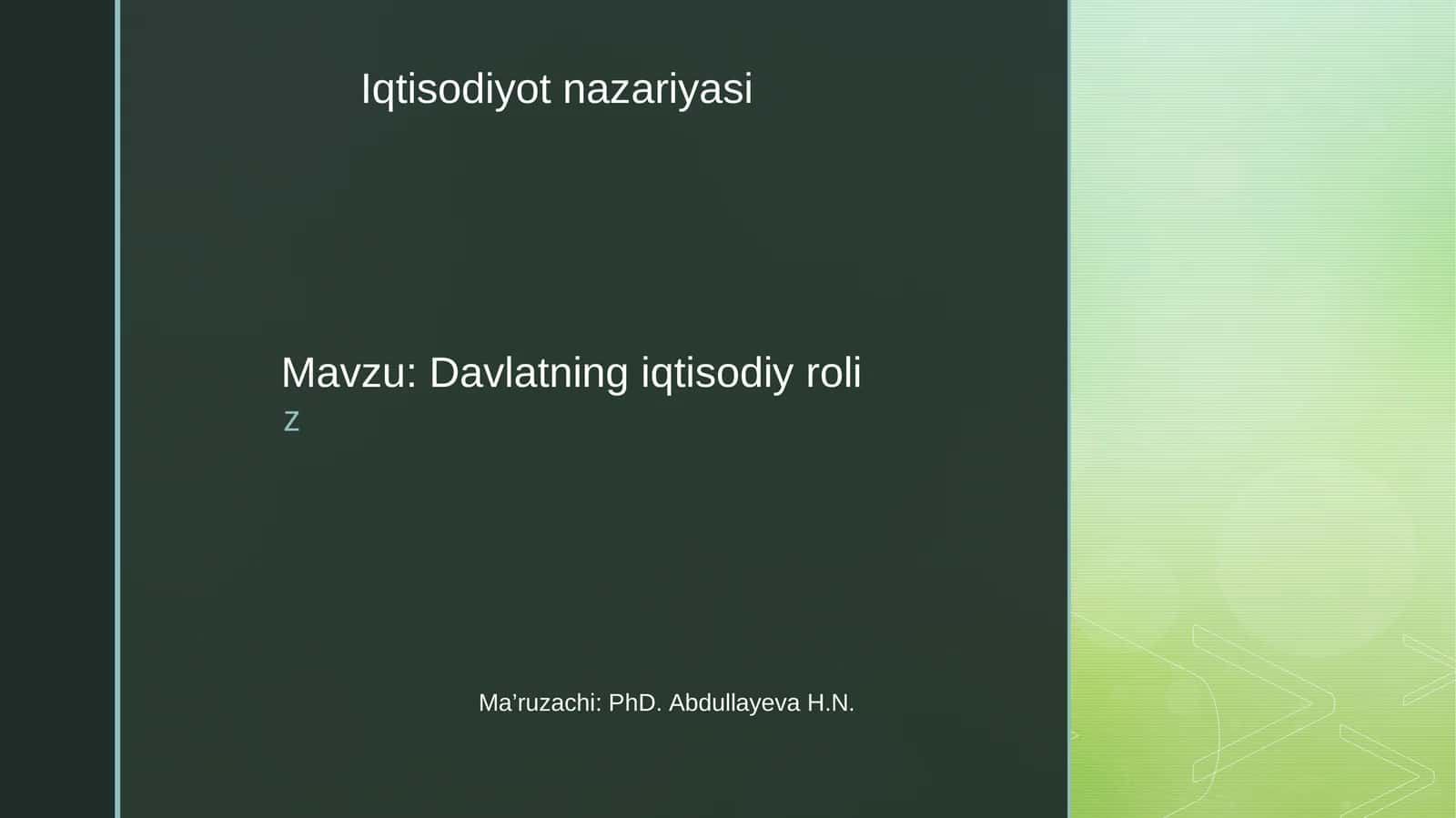 Davlatning iqtisodiy roli