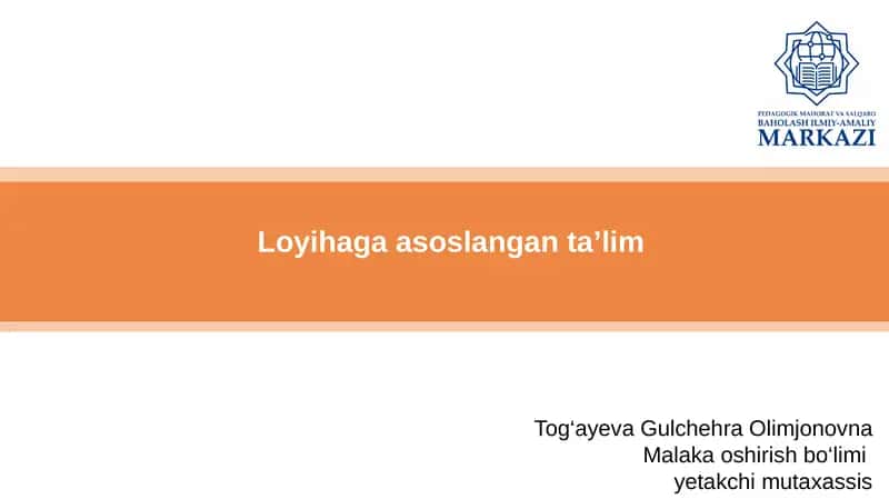 Loyiha boshqaruvini o'rnatish bosqichi
