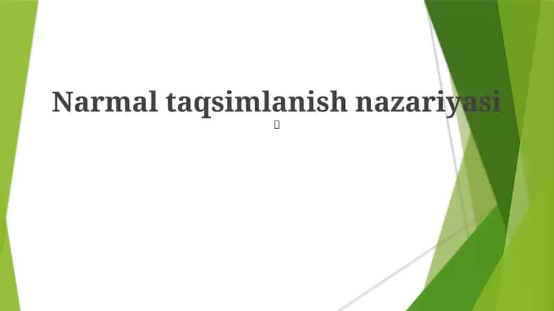 Narmal taqsimlanish nazariyasi