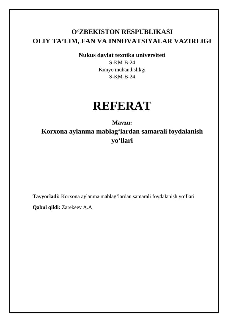 Korxona aylanma mablag'lardan samarali foydalanish yoʻllari