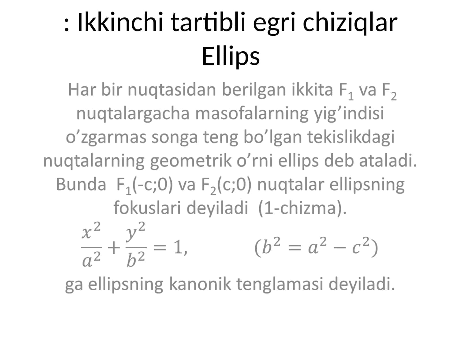 Ikkinchi tartibli egri chiziqlar Ellips