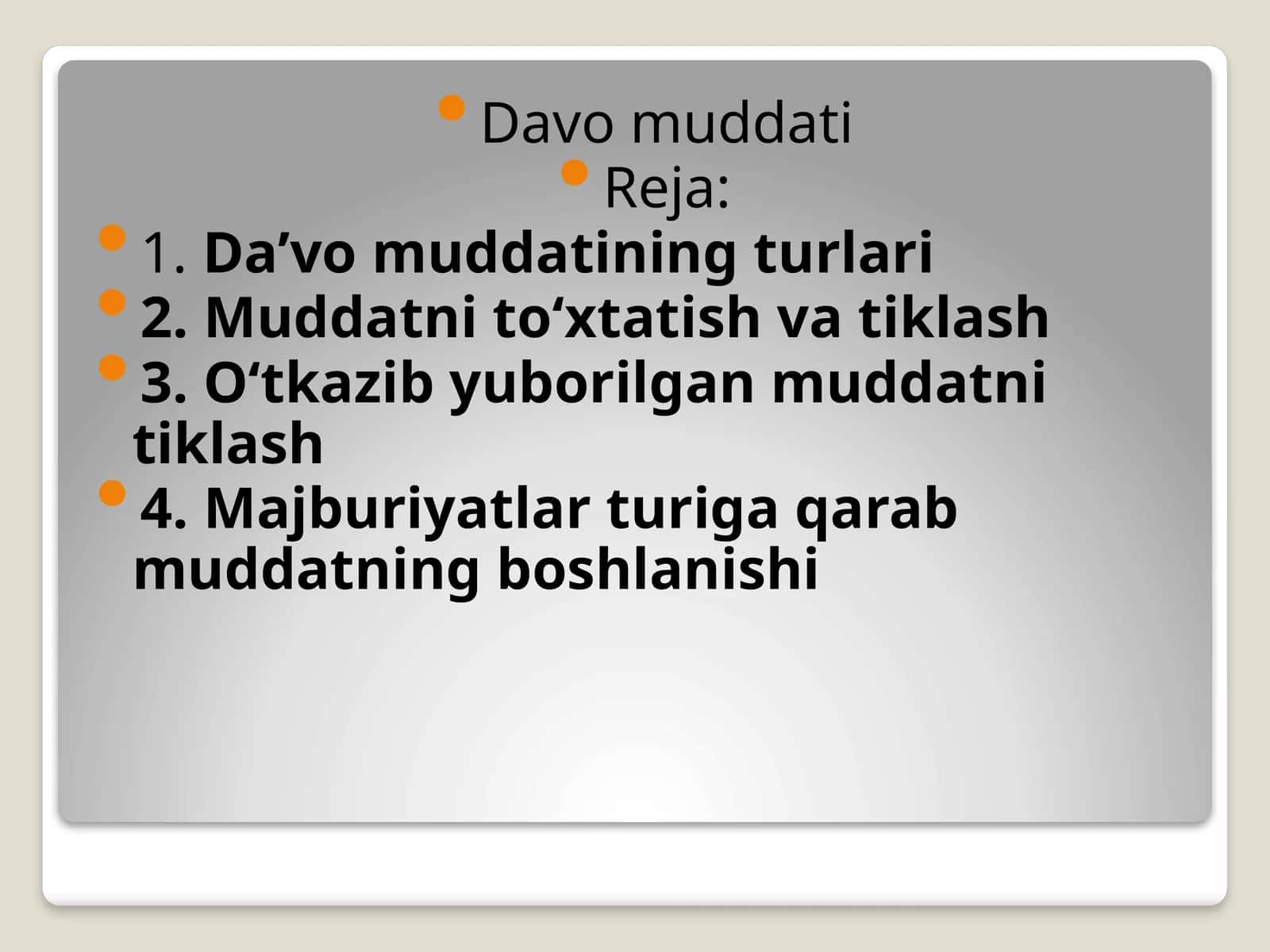 Huquq fanidan mustaqil ish (slayd)