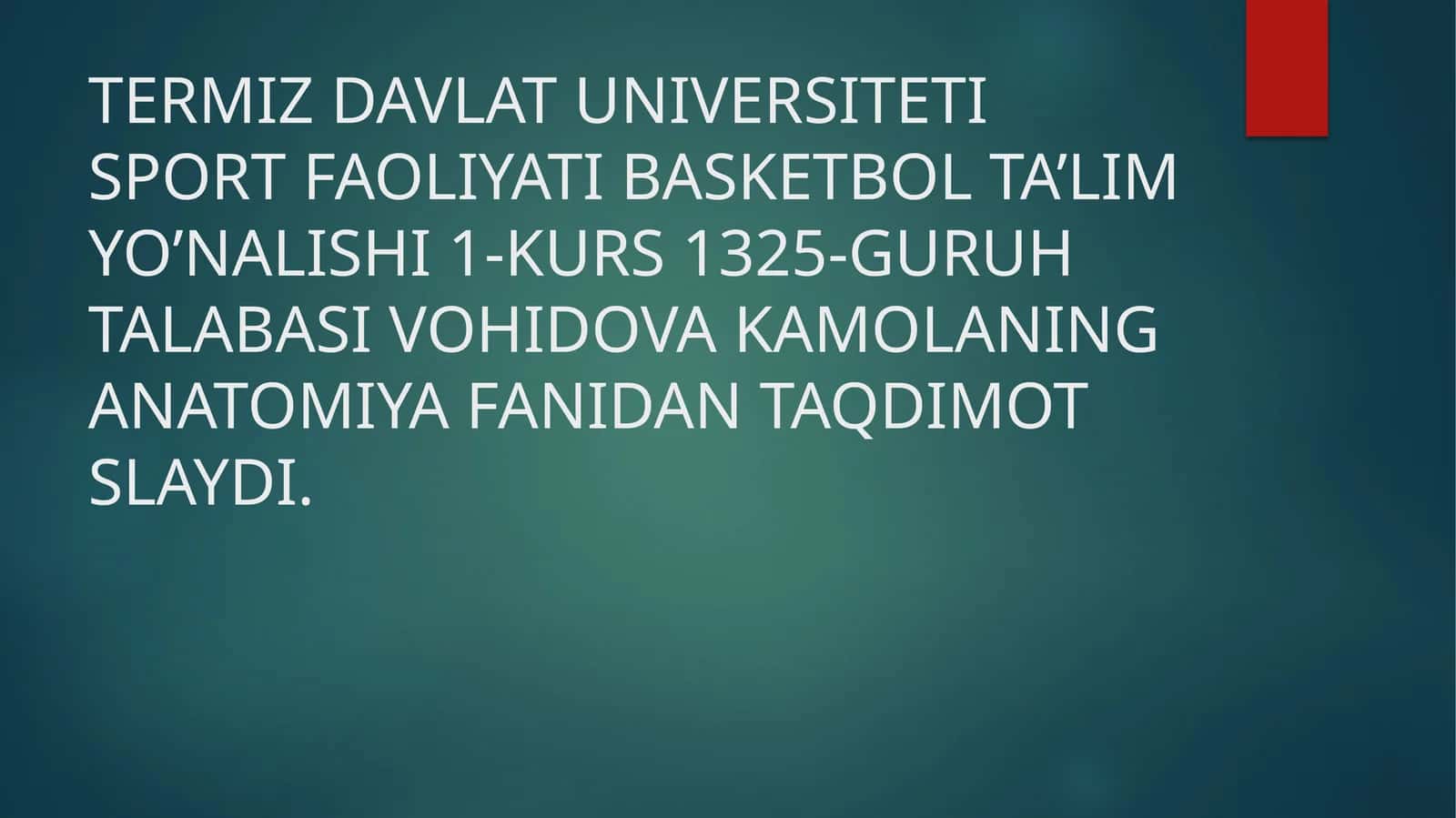 Basketbol Ta’lim Yo’nalishi 1-kurs - Nafas olish organlari tuzilishi