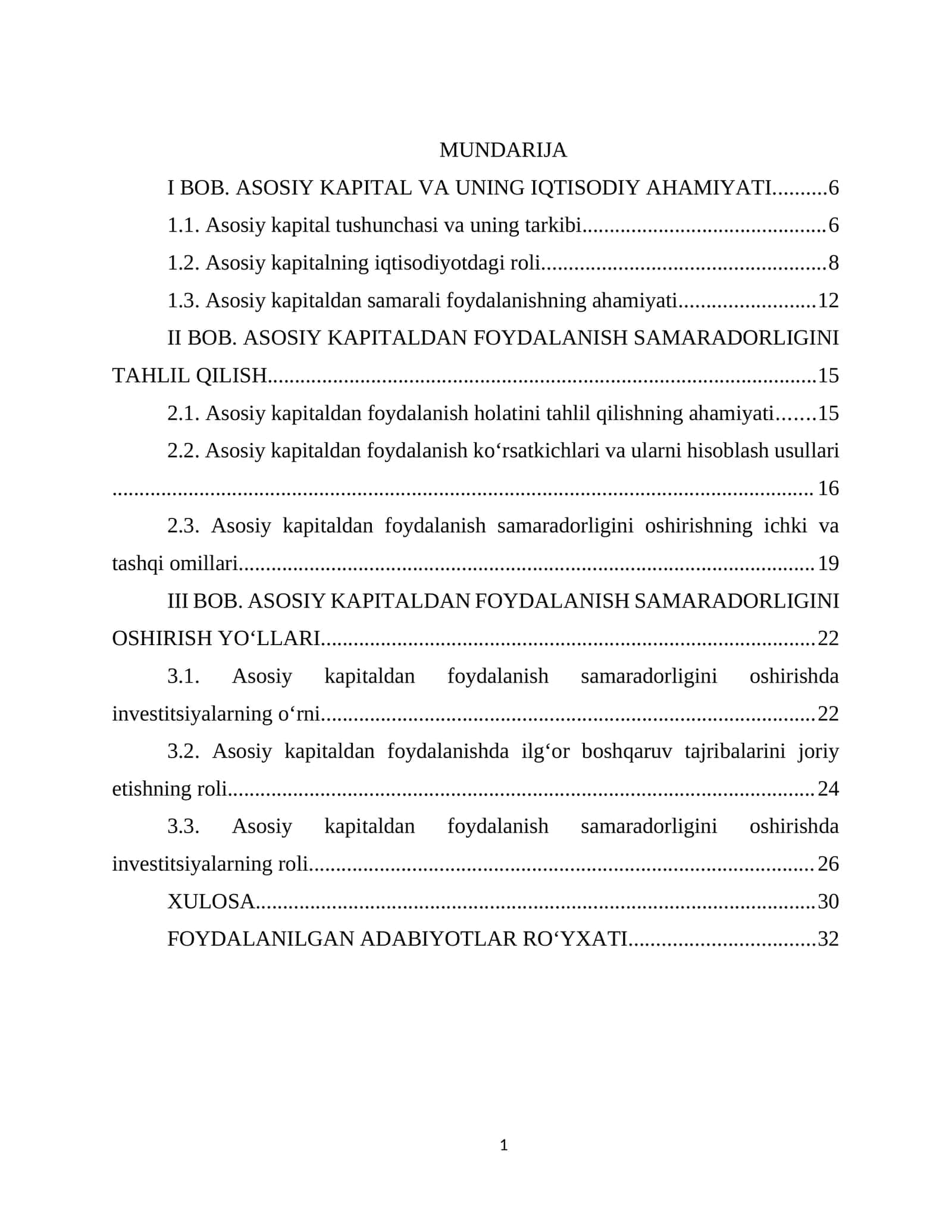 ASOSIY KAPITAL VA UNING IQTISODIY AHAMIYATI