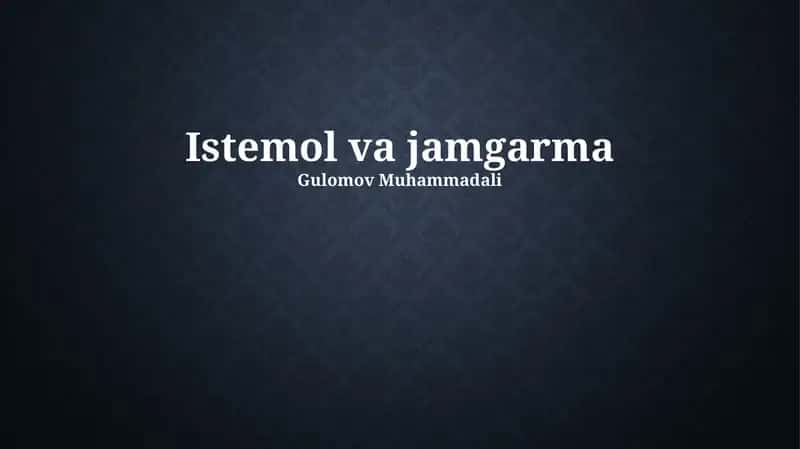 Iste'mol va jamgarma