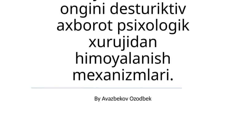 Psixologik Himoya Mexanizmlari