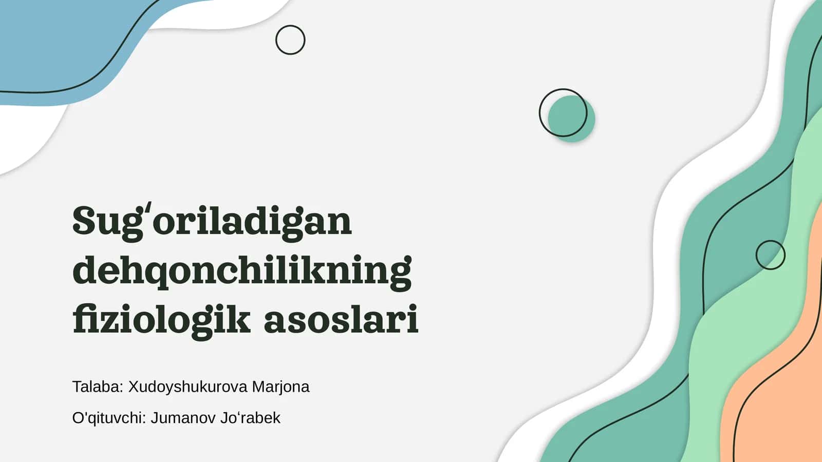 Sugʻoriladigan dehqonchilikning fiziologik asoslari