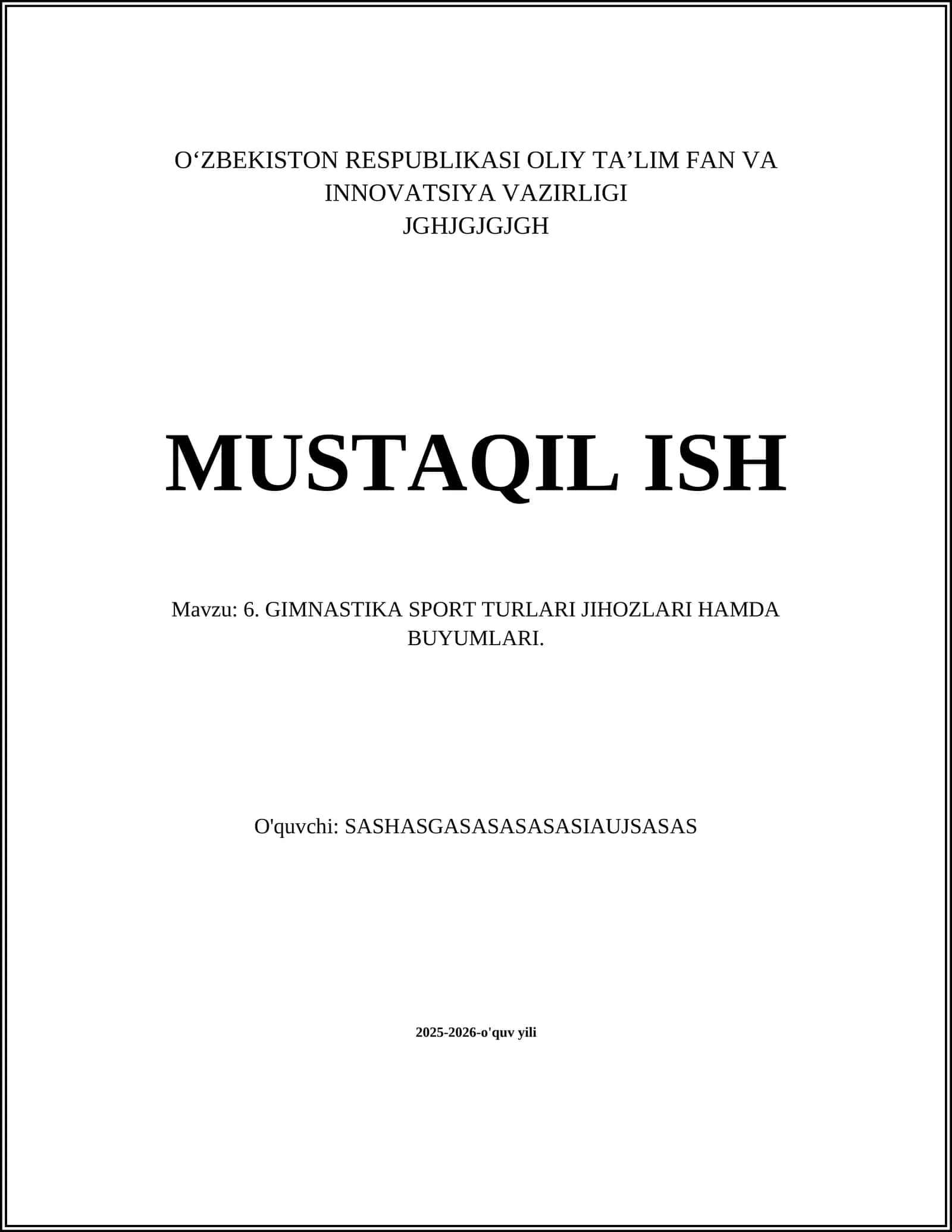 6. GIMNASTIKA SPORT TURLARI JIHOZLARI HAMDA BUYUMLARI