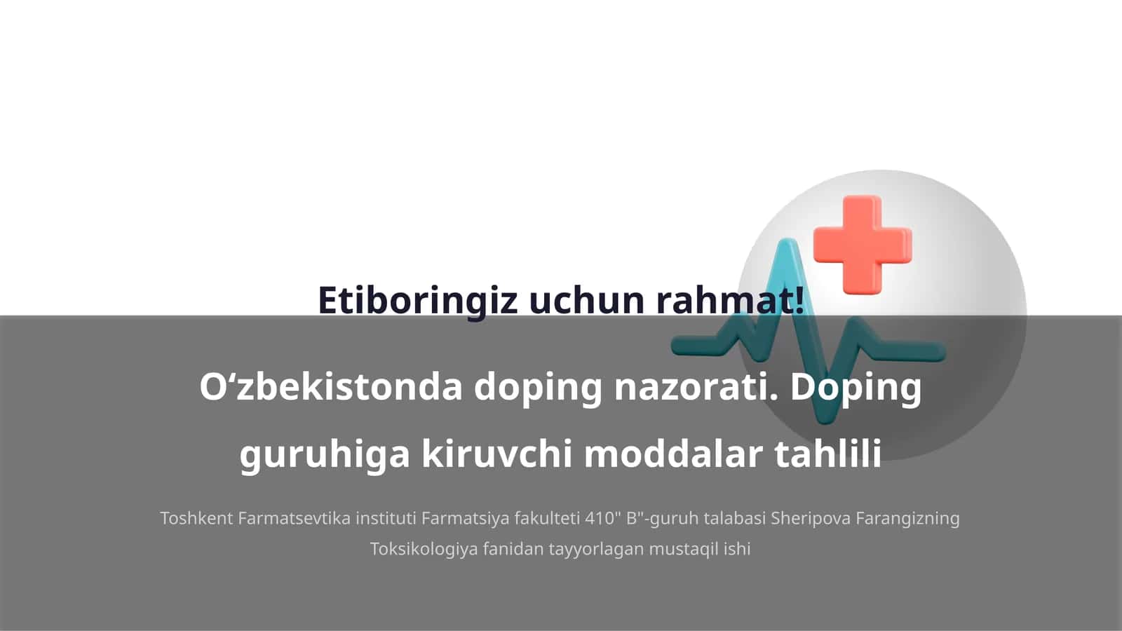 Toshkent Farmatsevtika instituti Farmatsiya fakulteti 410" B"-guruh talabasi Sheripova Farangizning Toksikologiya fanidan tayyorlagan mustaqil ishi
