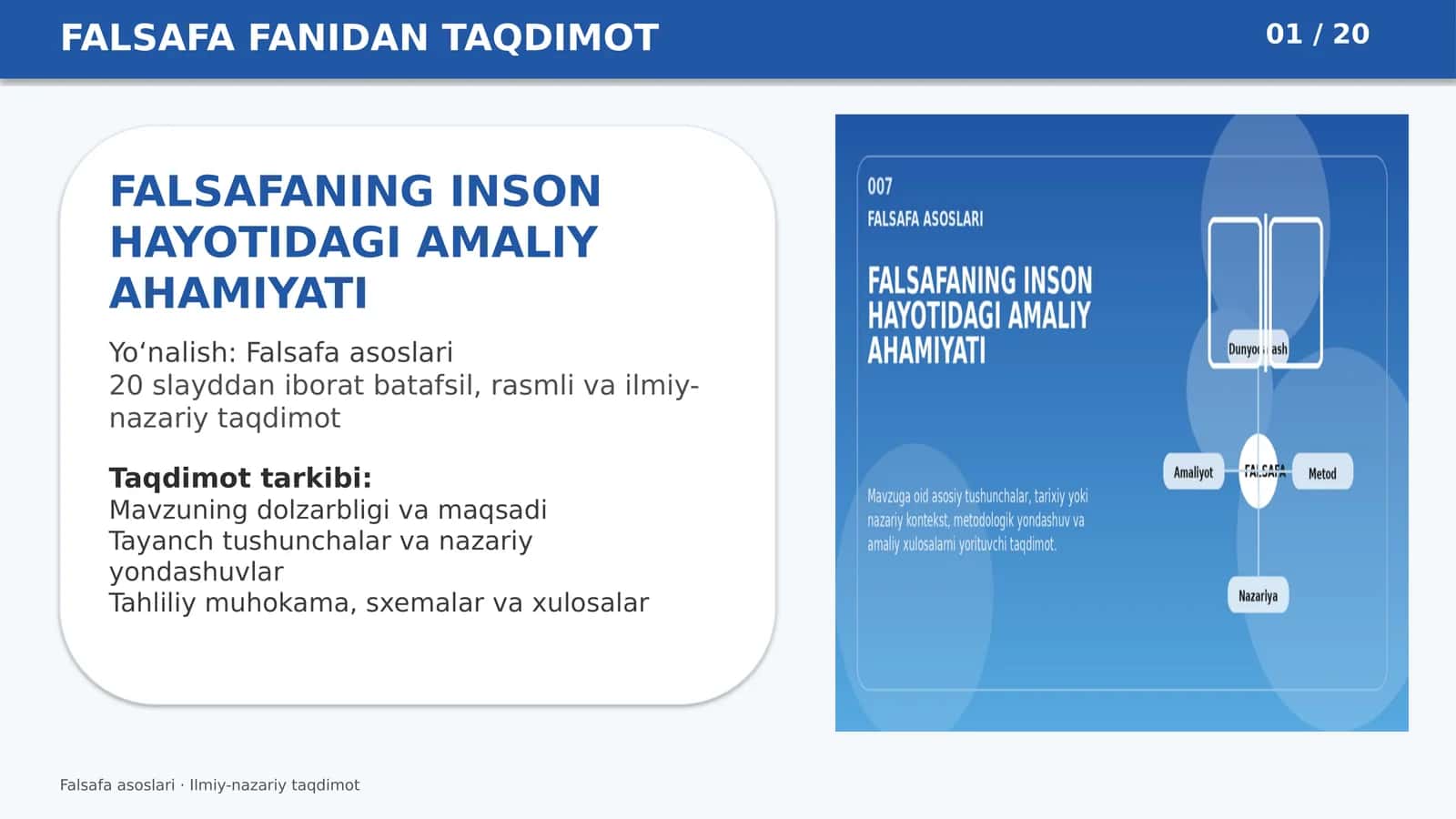 FALSAFA FANIDAN TAQDIMOT