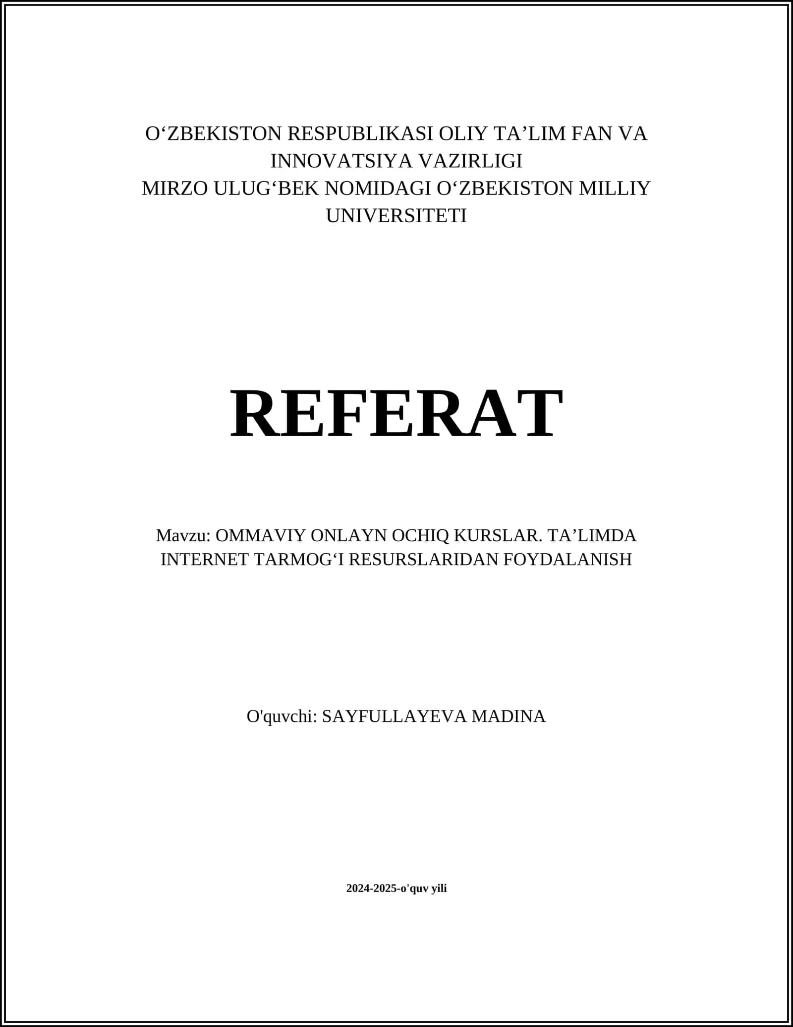 Ommaviy Ochiq Onlayn Kurslar (MOOC)