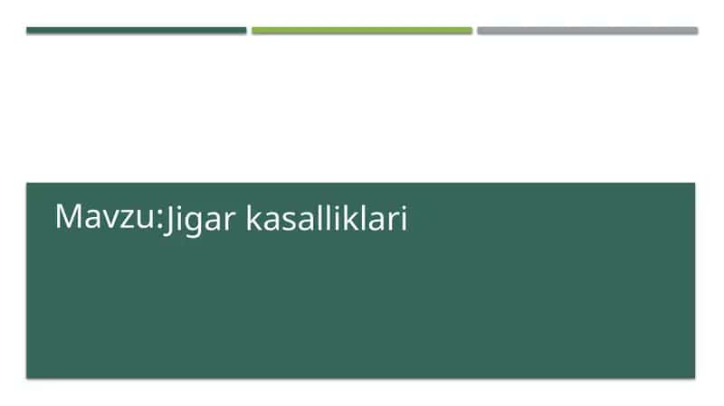 Jigar kasalliklari