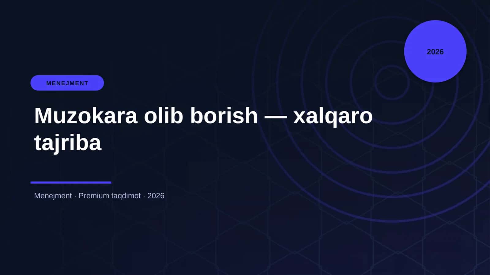 Muzokara olib borish — xalqaro tajriba