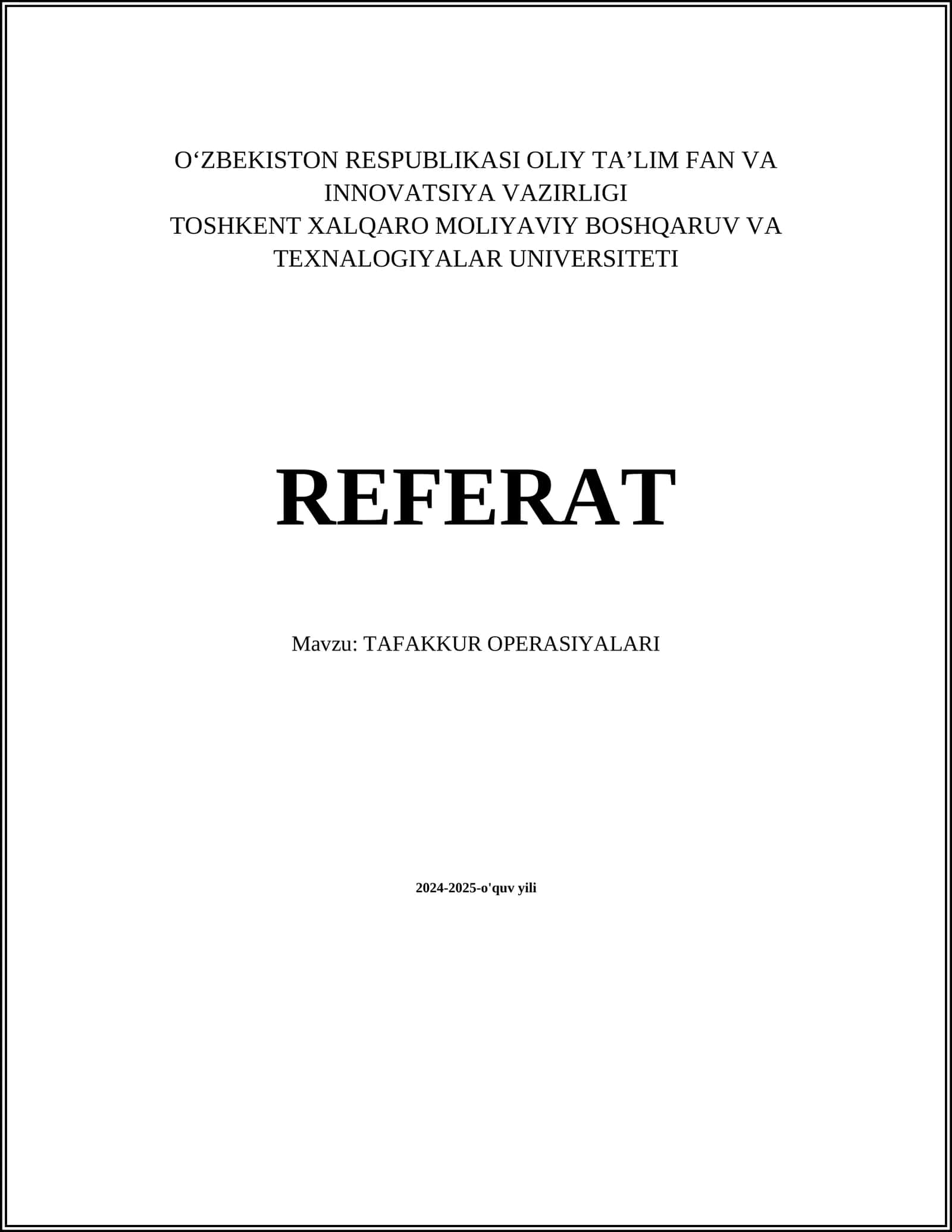 TAFAKKUR OPERASIYALARI