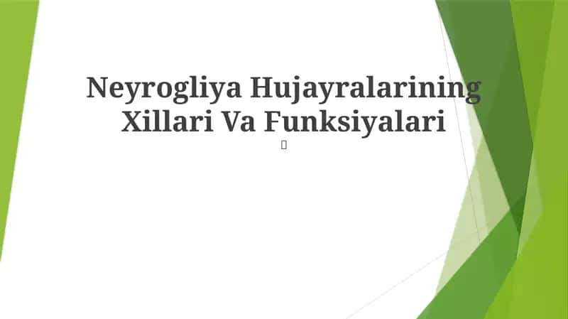 Neyrogliya Hujayralarining Xillari Va Funksiyalari