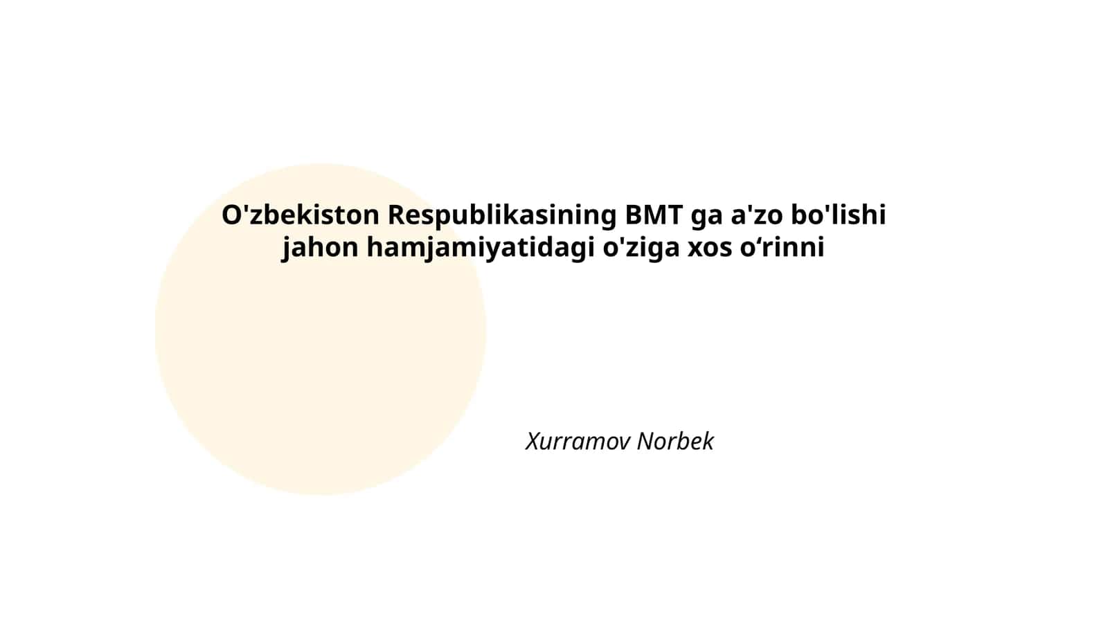 O'zbekistonning BMTga a'zo bo'lish tarixi