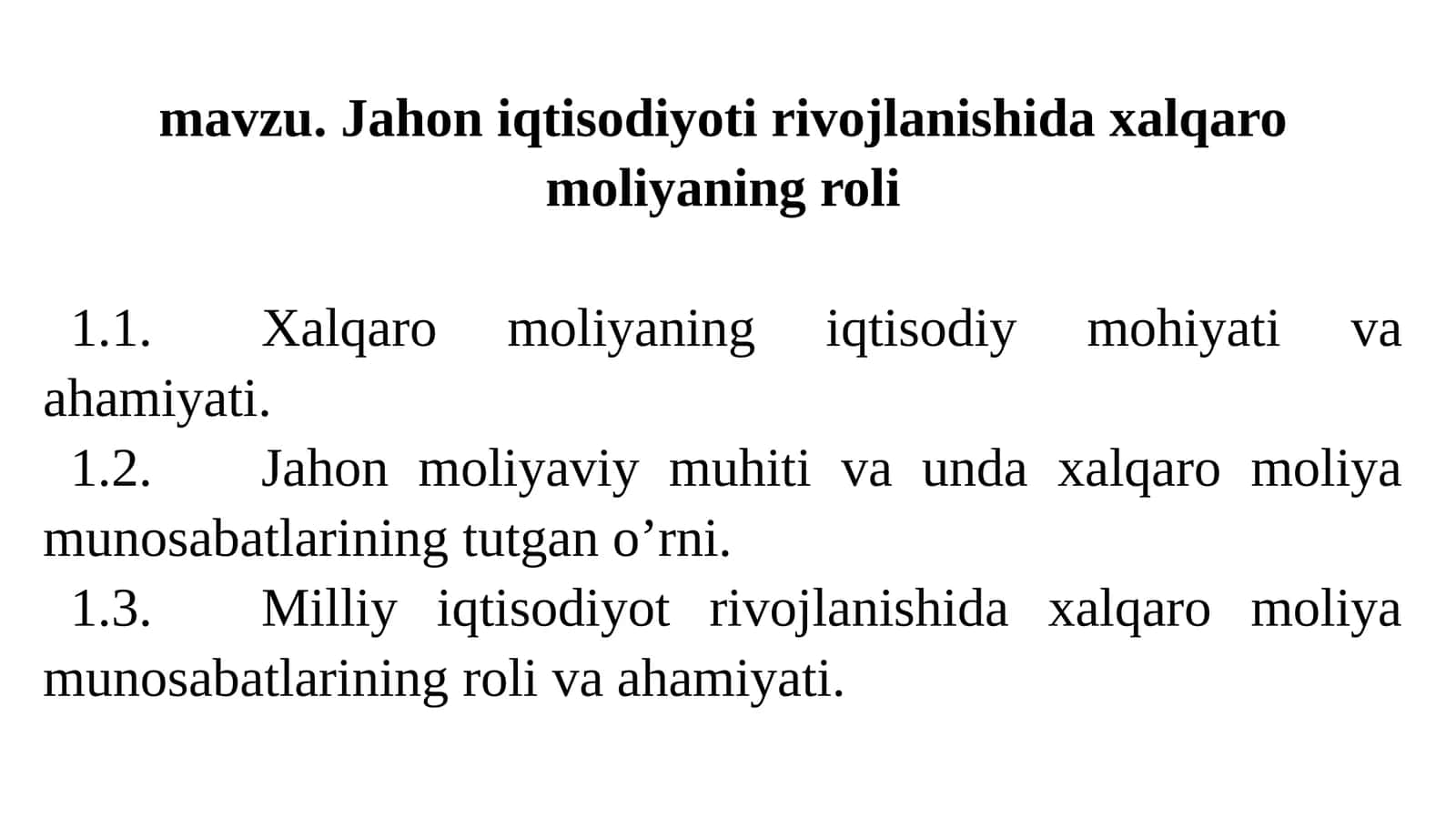 Xalqaro moliya munosabatlari