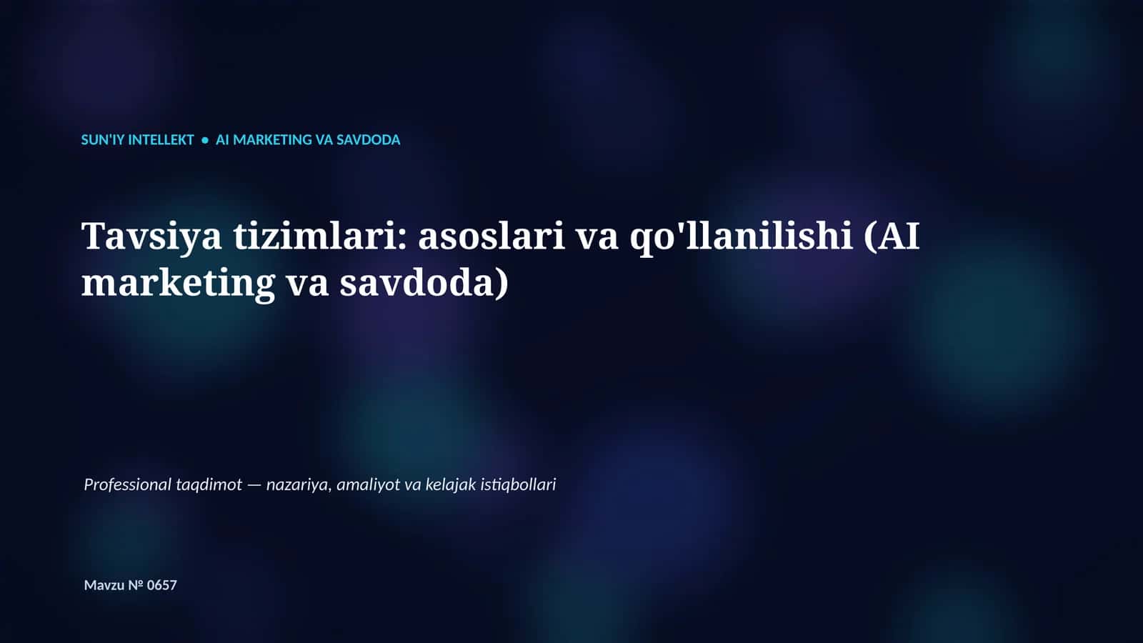SUN'IY INTELLEKT - AI MARKETING VA SAVDODA