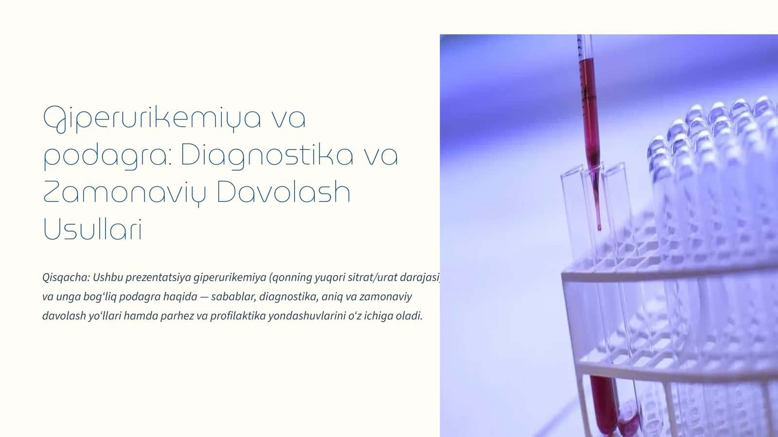 Giperurikemiya va podagra: Diagnostika va Zamonaviy Davolash Usullari