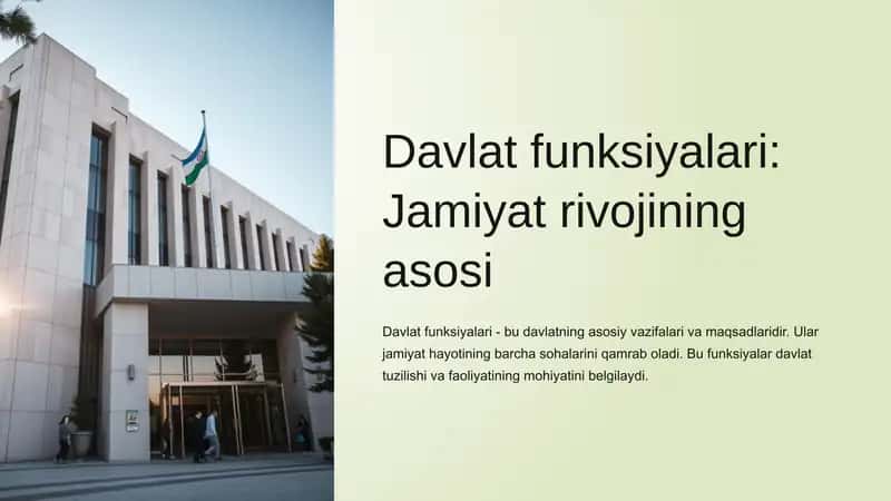 Davlat funksiyalari jamiyati rivojining asoslari