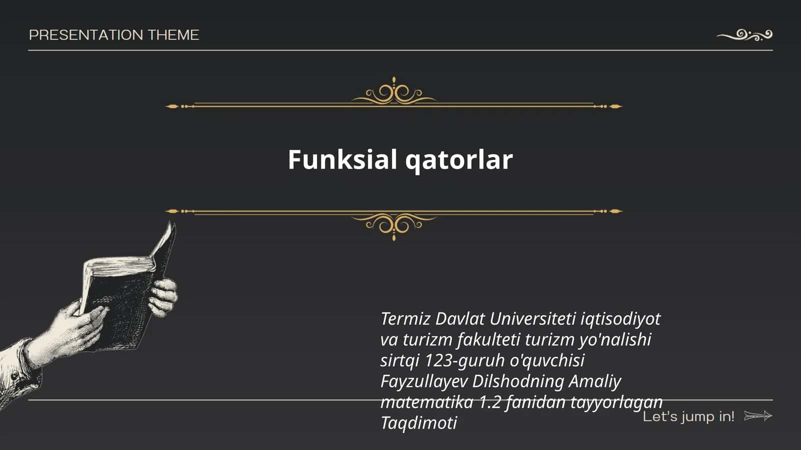 Taqdimoti Fayzullayev Dilshodning Amaliy matematika 1.2 fanidan
