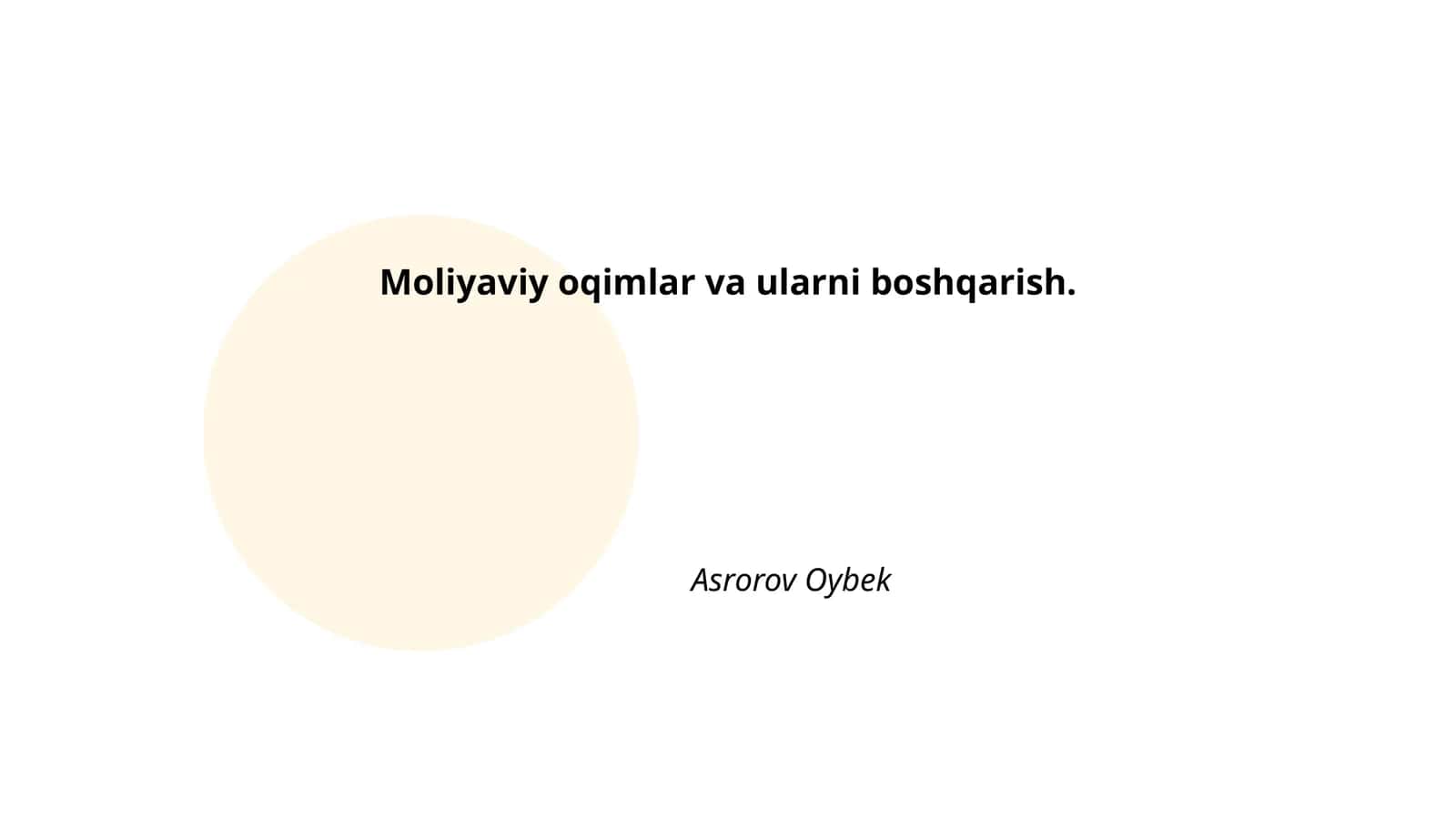 Moliyaviy oqimlar va ularni boshqarish