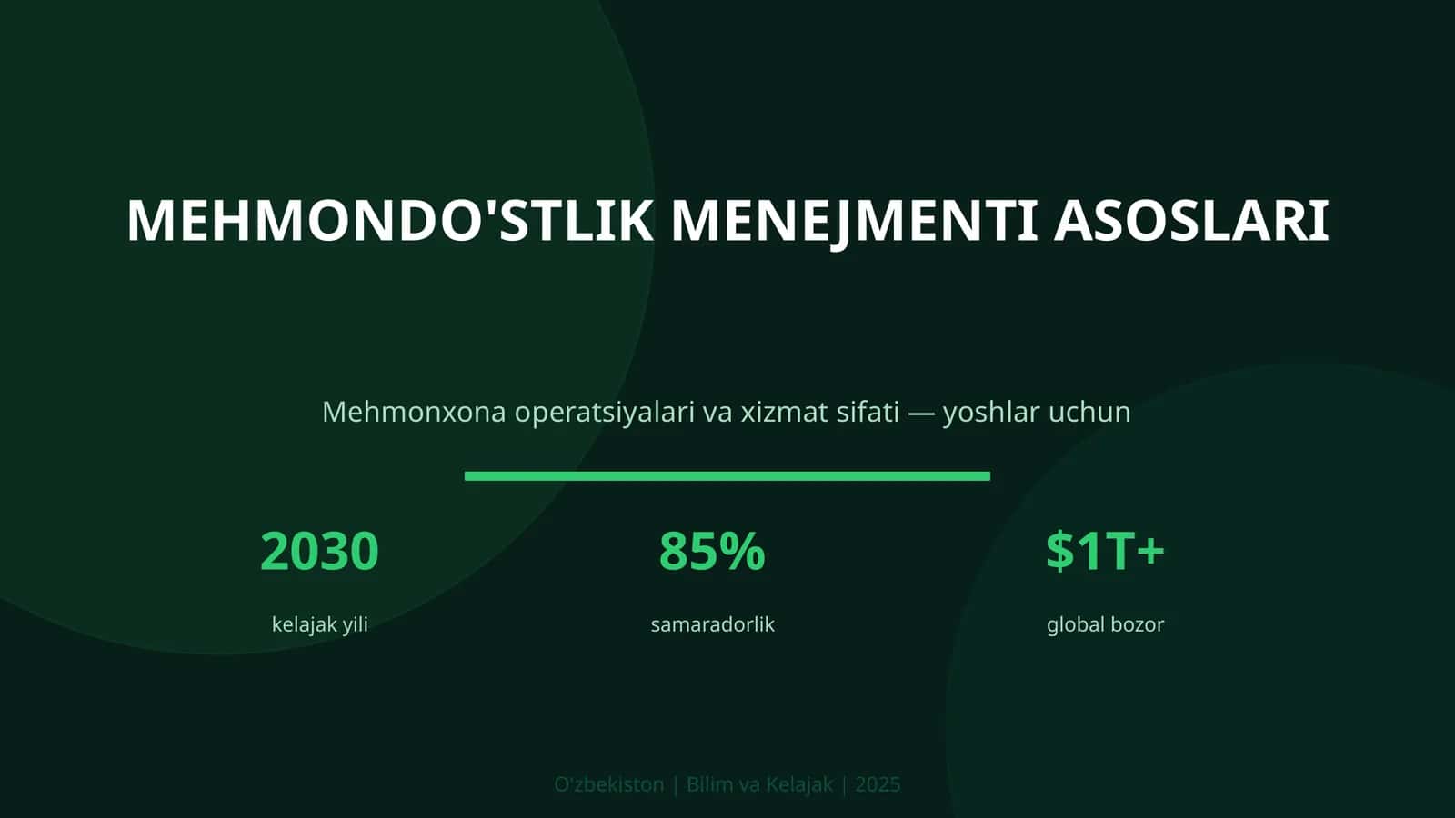 MEHMONDO'STLIK MENEJMENTI ASOSLARI